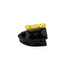 Black Miniature Alloy Clothing Iron Display Decorations, for Dollhouse, Electrophoresis Black & Golden, 18.5x20x12mm