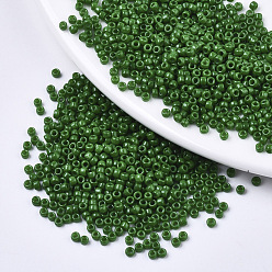 Green Baking Paint Glass Seed Beads, Fit for Machine Eembroidery, Round, Green, 2.5x1.5mm, Hole: 1mm, about 20000pcs/bag
