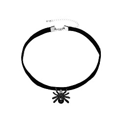 Black 0728 Gothic Spider Pendant Choker Necklace for Women Halloween Costume Accessories