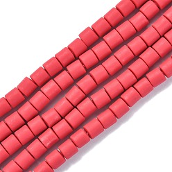 Indian Red Polymer Clay Bead Strands, Column, FireBrick, 5~7x6mm, Hole: 1.5~2mm, about 61~69pcs/strand, 15.74 inch