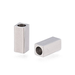 Stainless Steel Color 201 Stainless Steel Tube Beads, Rectangle, Stainless Steel Color, 7x3x3mm, Hole: 2mm