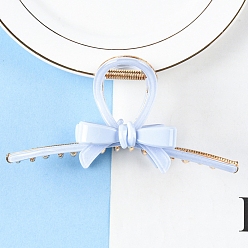 Light Sky Blue Bowknot Cellulose Acetate(Resin) Large Claw Hair Clips, with Alloy Clips, for Women Girls Thick Hair, Light Sky Blue, 55x114mm