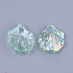Aquamarine Transparent Acrylic Pendants, AB Color, Leaf, Aquamarine, 19x17x4~5mm, Hole: 1.2mm, about 1360pcs/500g