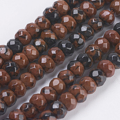 Mahogany Obsidian Natural Mahogany Obsidian Beads Strands, Faceted, Rondelle, 4~4.5x2~2.5mm, Hole: 1mm, about 150pcs/strand, 15.1  inch~15.3 inch(38.5~39cm)
