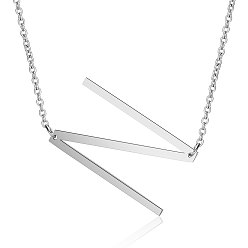 Letter N 201 Stainless Steel Initial Pendants Necklaces, with Cable Chains, Letter, Letter.N, 17.3~18.3 inch(44~46.5cm)x1.5mm, LetterN: 37.5x20.5x1mm