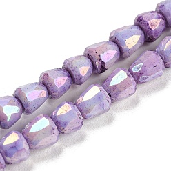 Medium Purple Electroplate Glass Beads Strand, AB Color Plated, Imitation Jade, Faceted, Bell, Medium Purple, 4~4.5mm, Hole: 0.8mm, about 80pcs/strand, 12.83''(32.6cm)