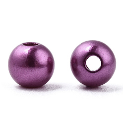 Purple Spray Painted ABS Plastic Imitation Pearl Beads, Round, Purple, 6x5.5mm, Hole: 1.8mm, about 4540 pcs/500g