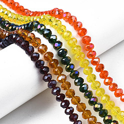 Mixed Color Electroplate Glass Beads Strands, AB Color Plated, Faceted, Rondelle, Mixed Color, 8x6mm, Hole: 1mm, about 65~68pcs/strand, 15.7~16.1 inch(40~41cm)