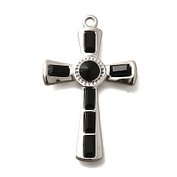 Реактивный Самолет 304 подвески из нержавеющей стали, со стразами, цвет нержавеющей стали, крестик, струя, 37.5x23.5x4.5 мм, отверстие : 2 мм