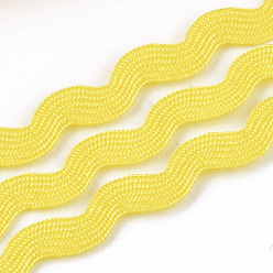 Yellow Polypropylene Fiber Ribbons, Wave Shape, Yellow, 7~8mm, 15yard/bundle, 6bundles/bag