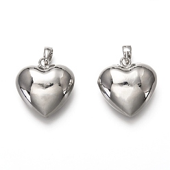 Stainless Steel Color Brass Bell Pendants, Pregnancy Bola, Heart, Stainless Steel Color, 26.5x25.5x11.5mm, Hole: 4.5x6.5mm