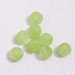 Vert Jaune Perles de verre tchèques, citrouille, vert jaune, 8mm, Trou: 1mm