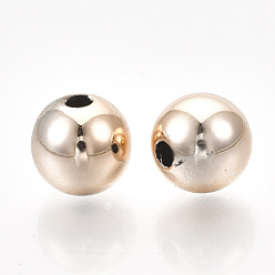 Rose Gold Plated UV Plating ABS Plastic Beads, Round, Rose Gold Plated, 15.5~16x15mm, Hole: 2.5mm