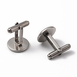 Stainless Steel Color 304 Stainless Steel Cuff Buttons, Cufflink Findings for Apparel Accessories, Stainless Steel Color, Tray: 14mm, 19x19x16mm