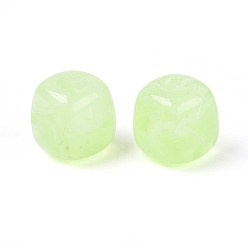 Бледно-Зеленый Непрозрачные акриловые бусины, квадратный, бледно-зеленый, 17x16x16 мм, отверстие : 2.7 мм