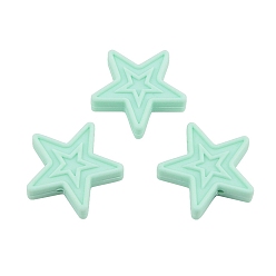 Aquamarine Star Food Grade Silicone Beads, Silicone Teething Beads, Aquamarine, 30x9mm