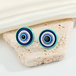 Blue eyes Vintage Devil Eye Stud Earrings with Colorful Turkish Evil Eye Design