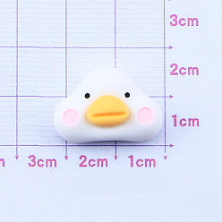 White Opaque Resin Cabochons, Duck, White, 21x14x10mm