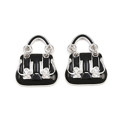 Черный Подвески из эмали и сплава, стойки покрытие, прелести мешков, без кадмия, без никеля и без свинца, платина, чёрные, 26x20x5 мм, отверстие : 9x6.5 мм