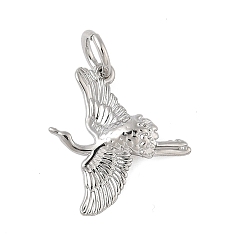 Платина Латунные подвески, подвески в виде журавлей, с целью перехода в кольце, долговечный, без свинца и без кадмия, платина, 15x14x2.5 мм, отверстие : 3.5 мм