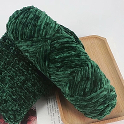 Dark Green Wool Chenille Yarn, Velvet Hand Knitting Threads, for Baby Sweater Scarf Fabric Needlework Craft, Dark Green, 3mm, about 87.49 Yards(80m)/Skein