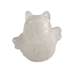 Cristal de Quartz Figurines de chat porte-bonheur sculptées en cristal de quartz naturel, guérison, Décorations d'affichage en pierre d'énergie reiki, 60x50x60mm