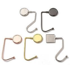 Mixed Color Zinc Alloy Bag Hangers, Purse Hooks with Right Angled/S-shaped Hook, Round/Square, Mixed Color, 9.9~11.6x7.1~8.3x3.55~3.85cm, Inner Diameter: 3~3.3cm