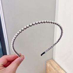 Серый Сплав с пластиковыми резинками для волос с жемчужинами, резинки для волос для женщин девочек, серые, 120 мм