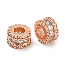 Розовое Золото Покрытие стойки латунь микропаве прозрачные кубические циркониевые бусины, без свинца и без кадмия, долговечный, розовое золото , 8.5x5 мм, отверстие : 4 мм