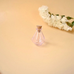 Pink Mini Glass Bottle, with Cork Plug, Wishing Bottle, Pink, 1.9x2.5cm