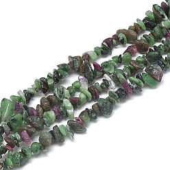 Ruby in Zoisite Natural Ruby in Zoisite Beads Strands, Chip, 3~11x3~5x1~4mm, Hole: 1mm, about 380~400pcs/strand, 33 inch