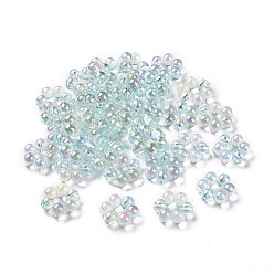 Pale Turquoise UV Plating Rainbow Iridescent Acrylic Beads, Flower, Pale Turquoise, 16.5x15.5x6mm, Hole: 1.6mm