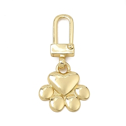 Real 18K Gold Plated Brass Pendant Decorations, Rack Plating, Long-Lasting Plated, Cadmium Free & Lead Free, Paw Print, Real 18K Gold Plated, 39mm