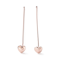 Rose Gold Rack Plating Brass Head pins, Cadmium Free & Lead Free, Long-Lasting Plated, Heart, Rose Gold, 18 Gauge, 50.5x1mm, Heart: 5x4.5mm