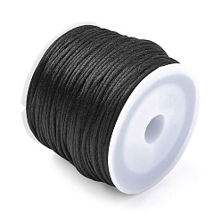 Black 30M Nylon Rattail Satin Cord, Beading String, for Chinese Knotting, Jewelry Making, Black, 1mm, about 32.81 Yards(30m)/Roll