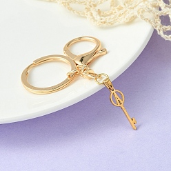 Letter A 304 Stainless Steel Initial Letter Key Charm Keychains, with Alloy Clasp, Golden, Letter A, 8.8cm