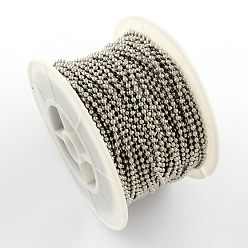 Stainless Steel Color 201 Stainless Steel Ball Chains, with Spool, Stainless Steel Color, 3mm, about 82.02 Feet(25m)/roll