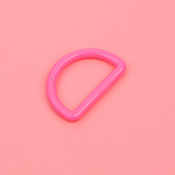 Hot Pink Plastic Buckle D Ring, Webbing Belts Buckle, for Luggage Belt Craft DIY Accessories, Hot Pink, 25mm, 10pcs/bag