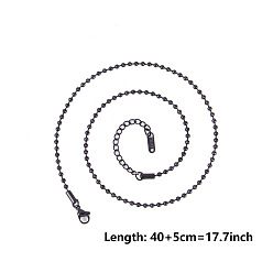 Черный 2.2мм 304 ожерелья из шариковой цепи из нержавеющей стали, чёрные, 15.75 дюйм (40 см)