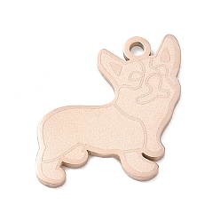 Oro Rosa 304 colgantes de acero inoxidable, encantos de perro Corgi, Pulido, revestimiento de iones (ip), oro rosa, 20.5x20.5x1.5 mm, agujero: 1.9 mm