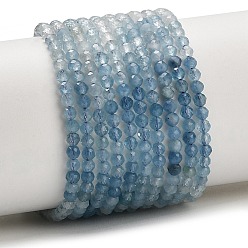 Аквамарин Нити из бусин бирюзового цвета с градиентным переходом цвета, натурального дьявольского синего., круглые, граненые, 3 мм, отверстие : 0.6 мм, около 127 шт / нитка, 15.47'' (39.3 см)