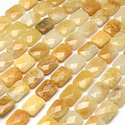 Yellow Jade Faceted Rectangle Yellow Jade Beads Strands, 16x12~13x5~6mm, Hole: 1mm, about 13pcs/strand, 8.26 inch