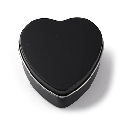 Black Tinplate Iron Heart Shaped Candle Tins, Gift Boxes with Lid, Storage Box, Black, 6x6x2.8cm