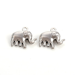 Stainless Steel Color 304 Stainless Steel Charms, Elephant, Stainless Steel Color, 15x14.5x5mm, Hole: 1.2mm