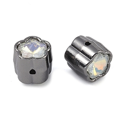Clear AB Alloy Beads, with Rhinestone, Flower, Black, Clear AB, 10.5x10.5x12mm, Hole: 1.4mm