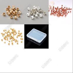 Mixed Color 200Pcs 4 Colors Brass Spacer Beads, Cube, Mixed Color, 4x4x4mm, Hole: 2.5mm, 50pcs/color