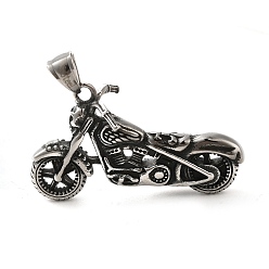 Antique Silver 316L Surgical Stainless Steel Pendants, Motorbike Charm, Antique Silver, 29.5x50x21mm, Hole: 8.5x4.5mm