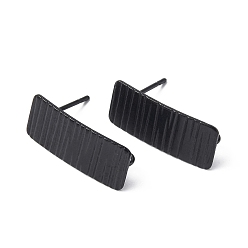 Electrophoresis Black 304 находка серег из нержавеющей стали, с вертикальными петлями, текстурированный прямоугольник, ионное покрытие (ip), электрофорез черный, 20x8 мм, отверстие : 2.5 мм, штифты : 0.8 мм