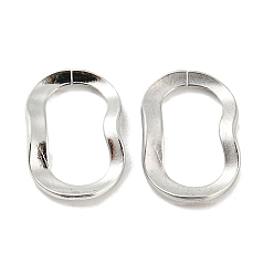 Stainless Steel Color 304 Stainless Steel Linking Rings, Quick Link Connector, Wavy Oval, Stainless Steel Color, 13x9x1.3mm, Inner Diameter: 10x5mm