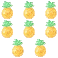 Yellow Translucent Resin Decoden Cabochons, Imitation Fruit, Pineapple, Yellow, 22x15.5x6mm